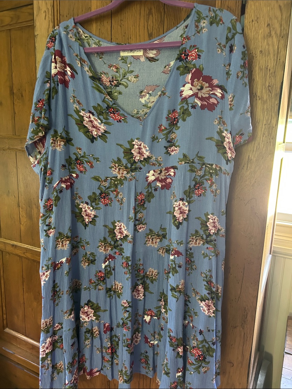 Natural Life Floral Blue V-Neck Women’s Dress